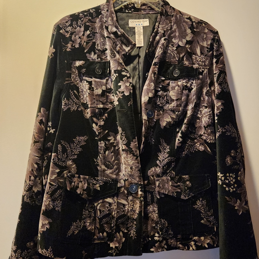 Velvet jacket in black grey. Covington Size 10/12